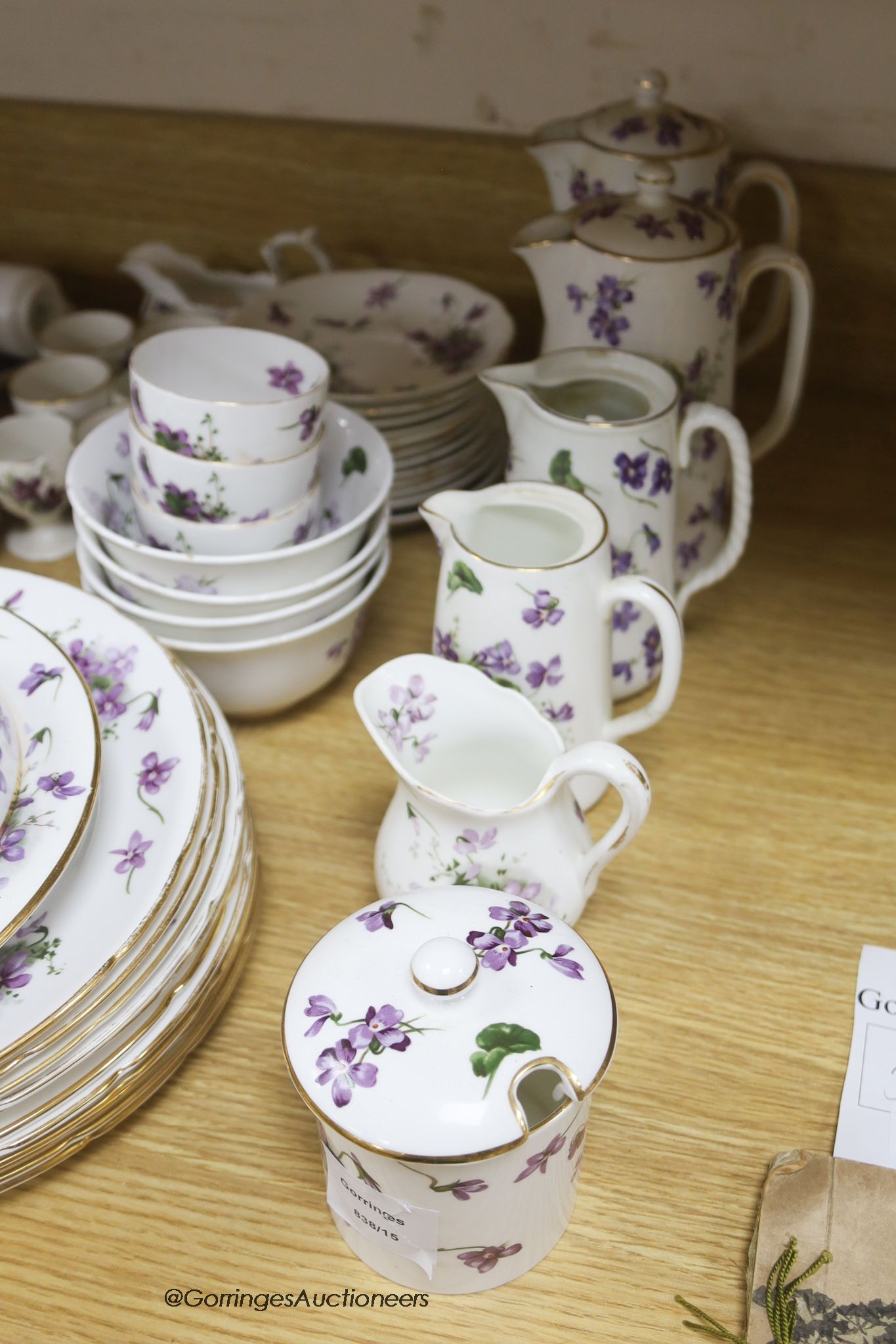 A Hammersley 'Violet' pattern fine bone china part tea service